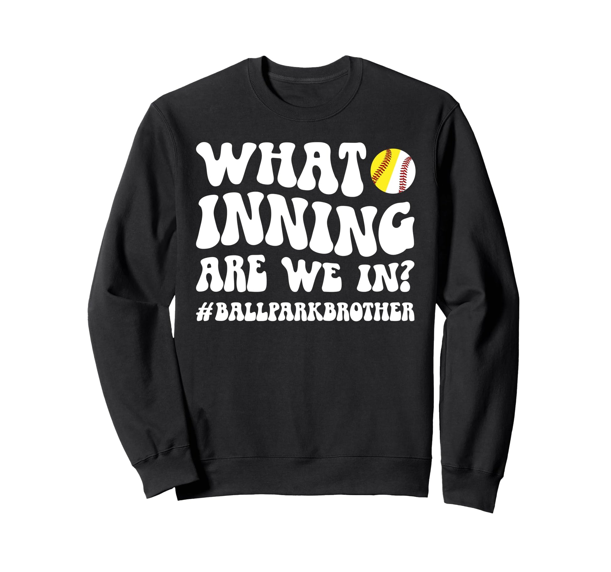 Ballpark Brother Groovy Softball Sweatshirt - Aesthetic Graphic for Adults - T-Shirt, Sweatshirt, Hoodie