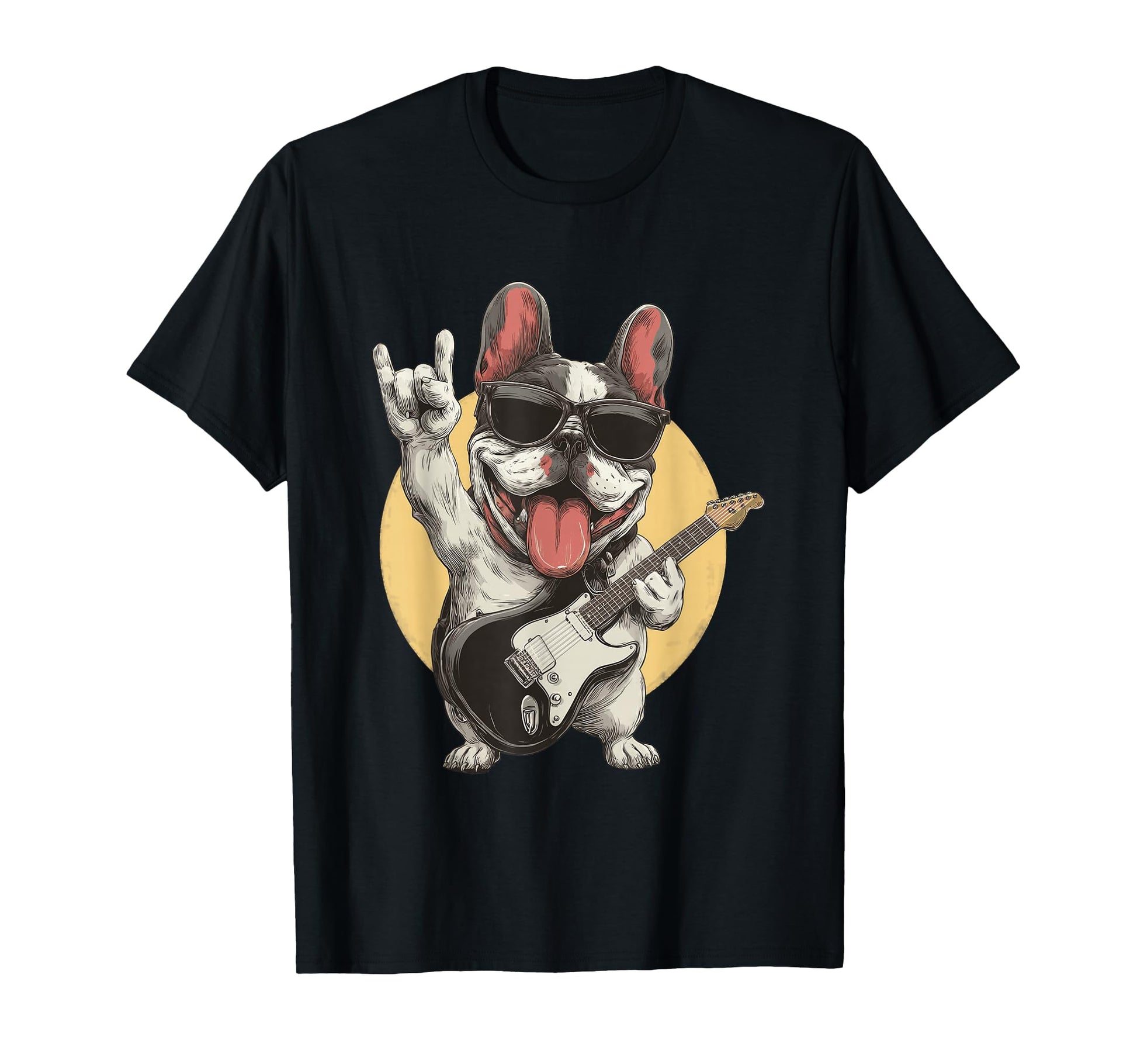 Funny French Bulldog Rock Music T-Shirt - Aesthetic Graphic Men Women - T-Shirt, Sweatshirt, Hoodie