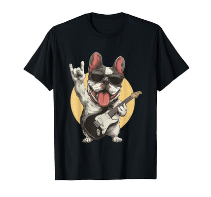 Funny French Bulldog Rock Music T-Shirt - Aesthetic Graphic Men Women - T-Shirt, Sweatshirt, Hoodie