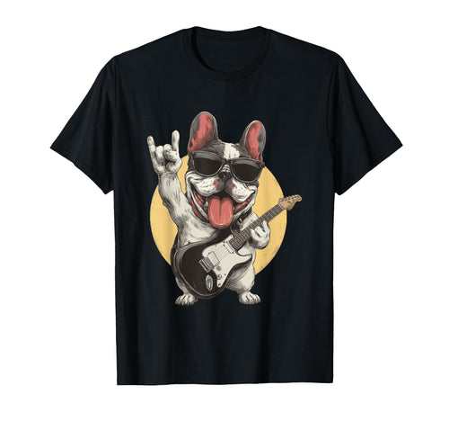 Funny French Bulldog Rock Music T-Shirt - Aesthetic Graphic Men Women - T-Shirt, Sweatshirt, Hoodie