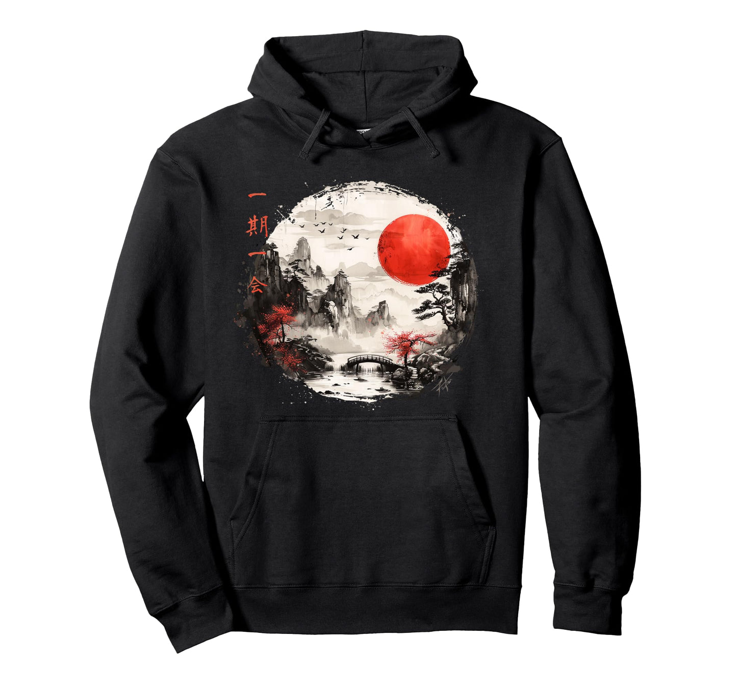 Japanese Temple Garden Vaporwave Hoodie - Streetwear Style for Adults - T-Shirt, Sweatshirt, Hoodie