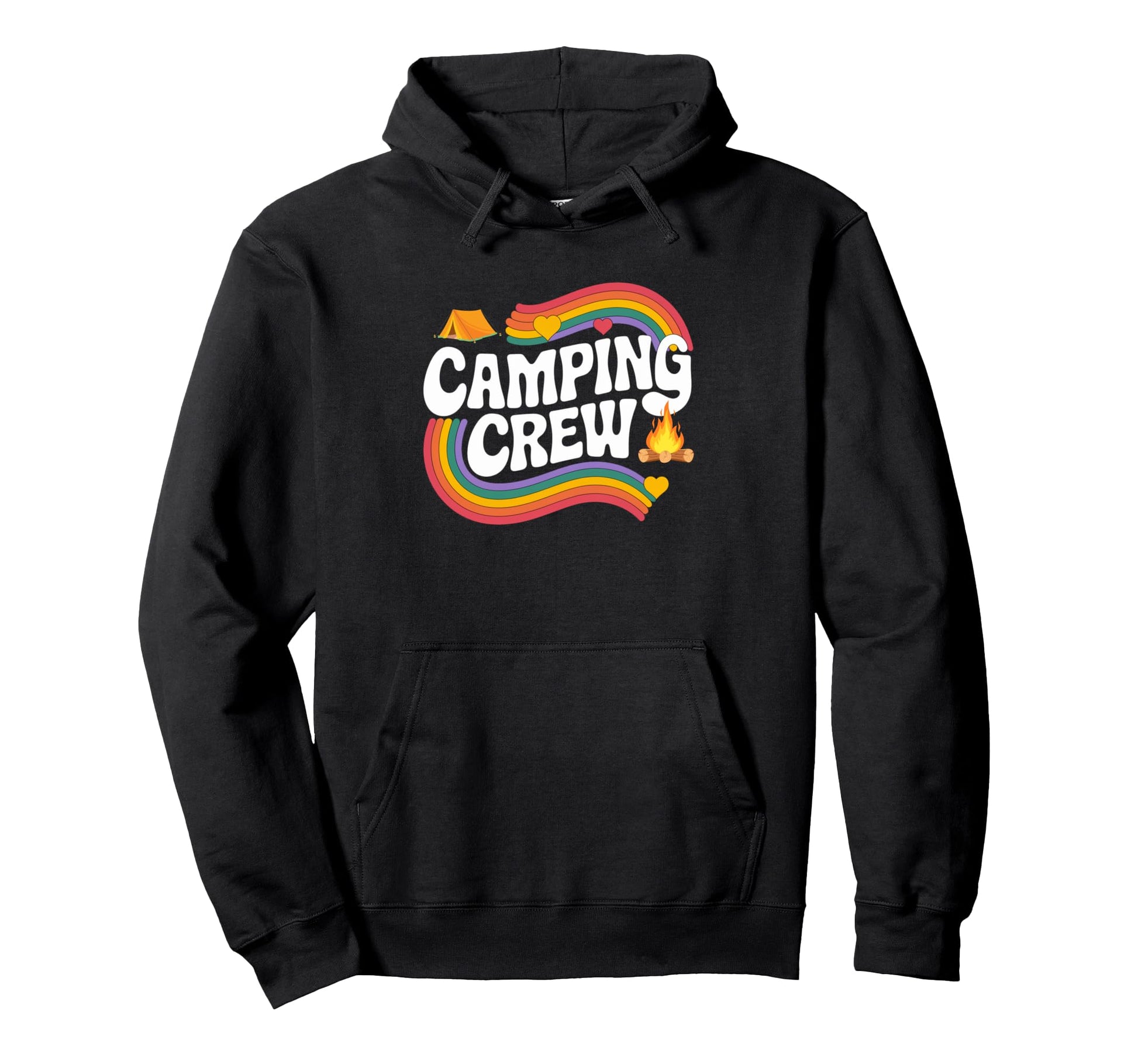 Camping Crew Rainbow Tent Camp Hoodie - Casual Everyday Wear Men Women - T-Shirt, Sweatshirt, Hoodie