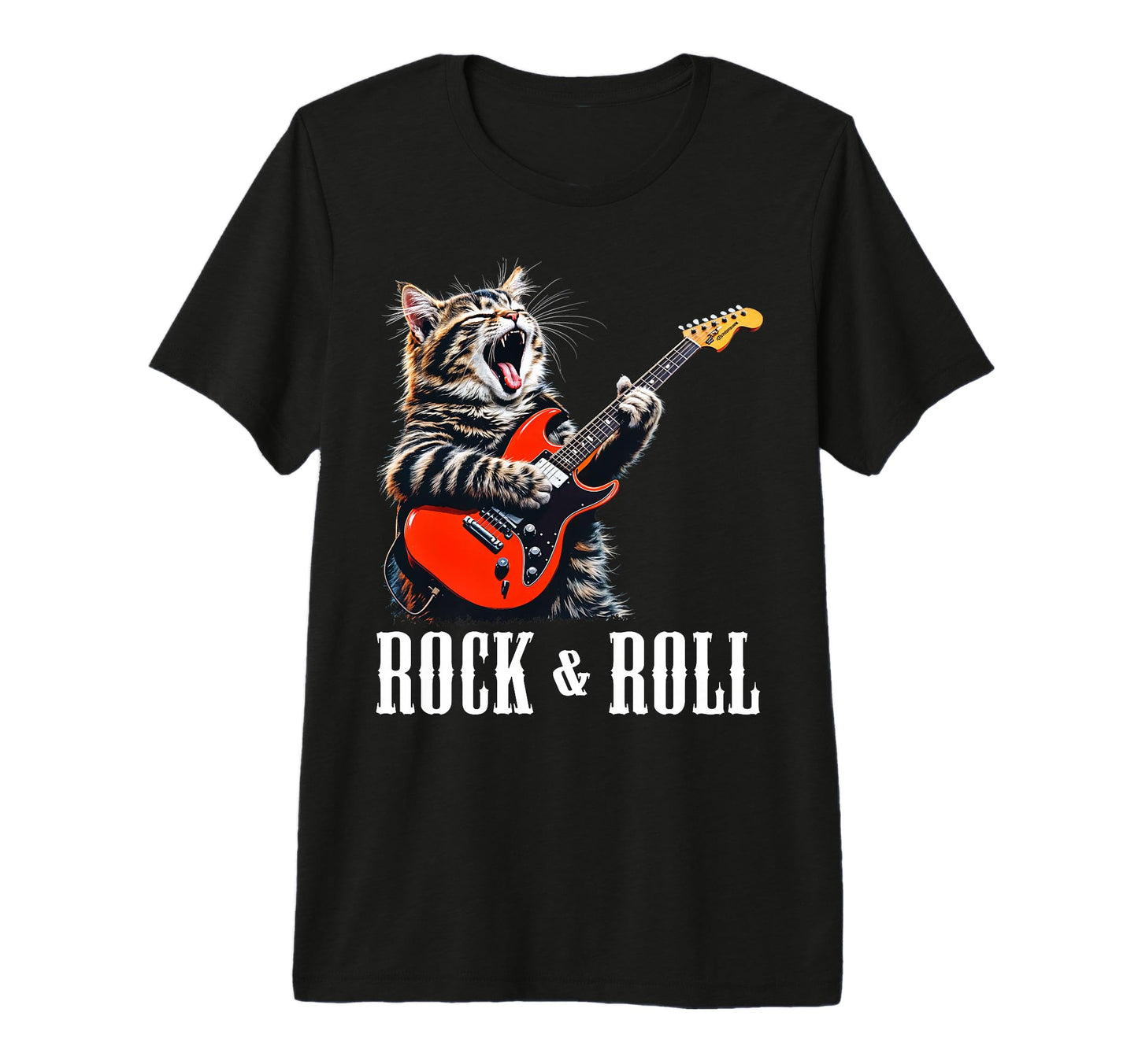 Rock Roll Guitar Cat Rock Guitarist T-Shirt - Novelty Apparel for Adults - T-Shirt, Sweatshirt, Hoodie