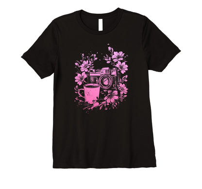 Womens Photographer Coffee Camera T-Shirt - Fun Novelty Design Men Women - T-Shirt, Sweatshirt, Hoodie