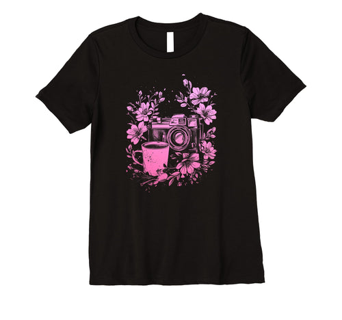 Womens Photographer Coffee Camera T-Shirt - Fun Novelty Design Men Women - T-Shirt, Sweatshirt, Hoodie