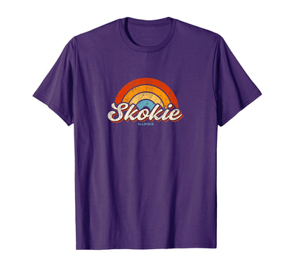 Skokie Illinois Il Rainbow 70S T-Shirt - Streetwear Style Men Women - T-Shirt, Sweatshirt, Hoodie