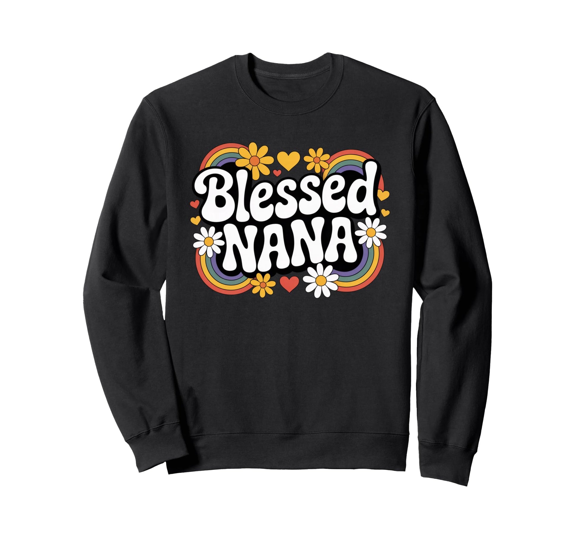 Blessed Nana Rainbow Groovy Grandma Sweatshirt - Unique Graphic Unisex - T-Shirt, Sweatshirt, Hoodie