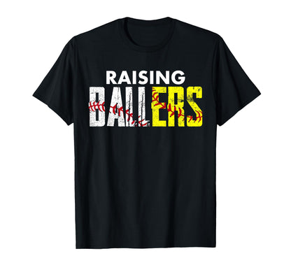 Raising Ballers Baseball Softball T-Shirt - Graphic Print for Adults - T-Shirt, Sweatshirt, Hoodie