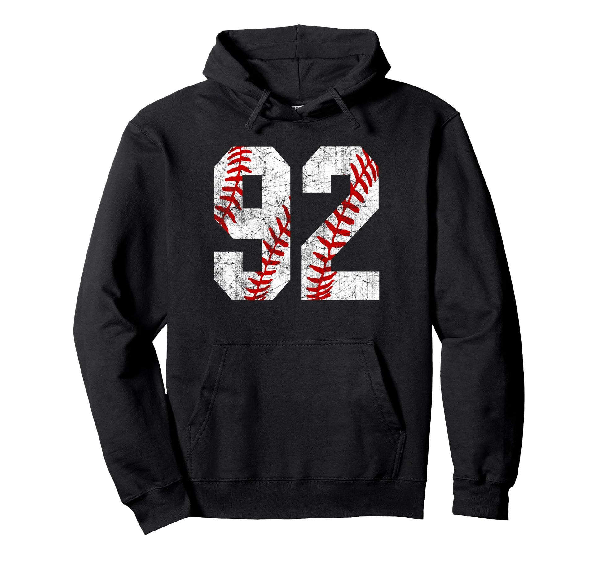 Distressed Baseball Number 92 Jersey Hoodie - Trendy Graphic Unisex - T-Shirt, Sweatshirt, Hoodie