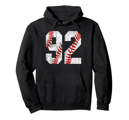 Distressed Baseball Number 92 Jersey Hoodie - Trendy Graphic Unisex - T-Shirt, Sweatshirt, Hoodie