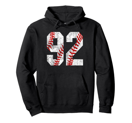Distressed Baseball Number 92 Jersey Hoodie - Trendy Graphic Unisex - T-Shirt, Sweatshirt, Hoodie