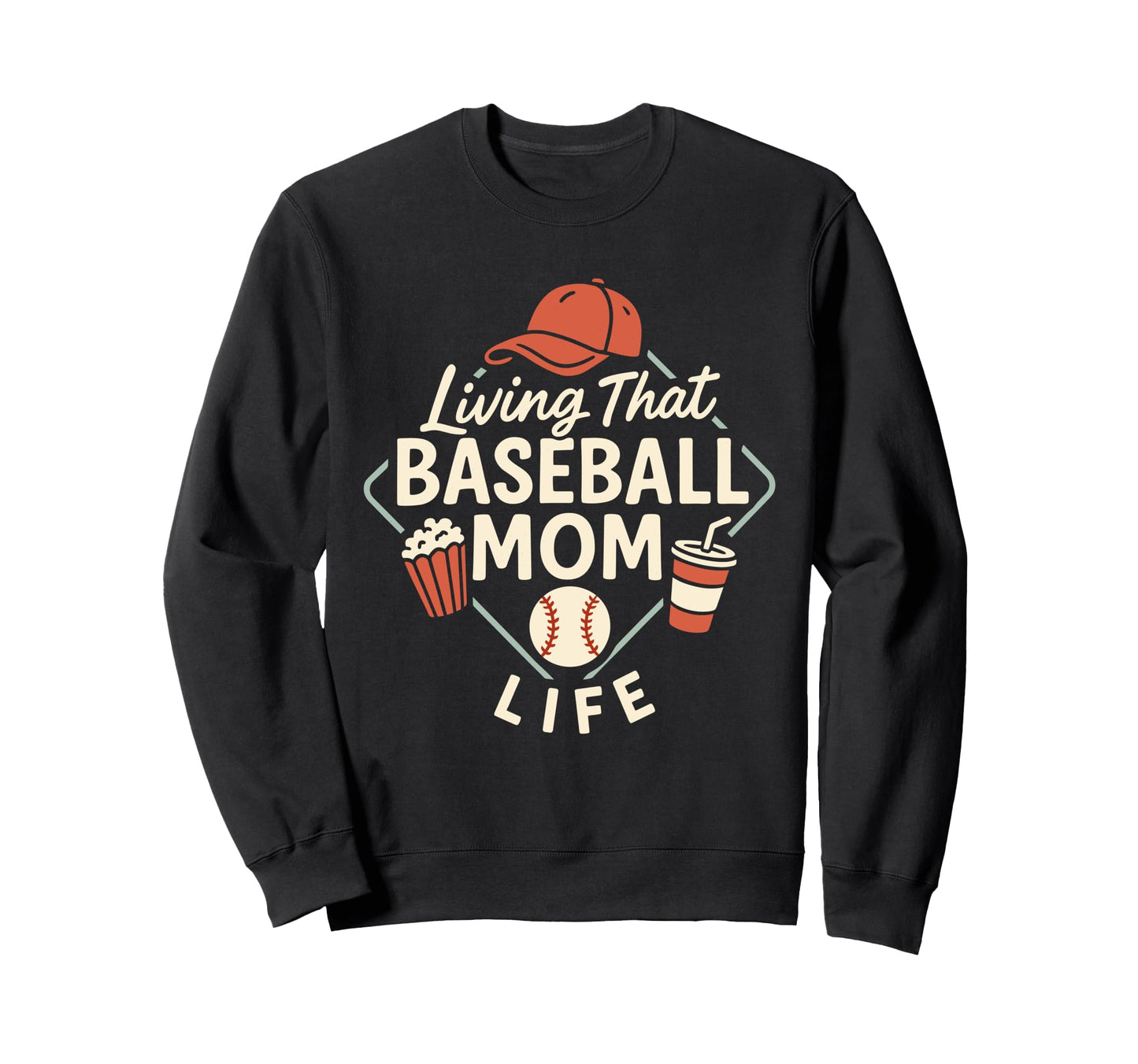 Baseball Mom Dugout Life Game Day Sweatshirt - Unique Graphic Unisex - T-Shirt, Sweatshirt, Hoodie