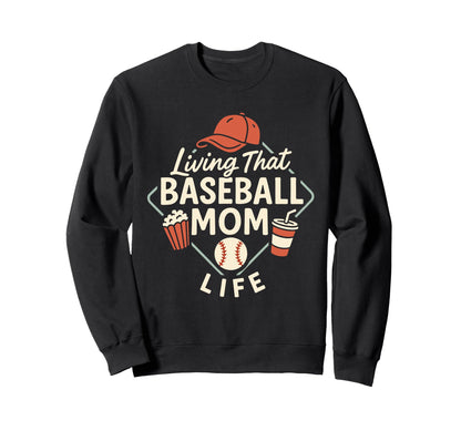 Baseball Mom Dugout Life Game Day Sweatshirt - Unique Graphic Unisex - T-Shirt, Sweatshirt, Hoodie