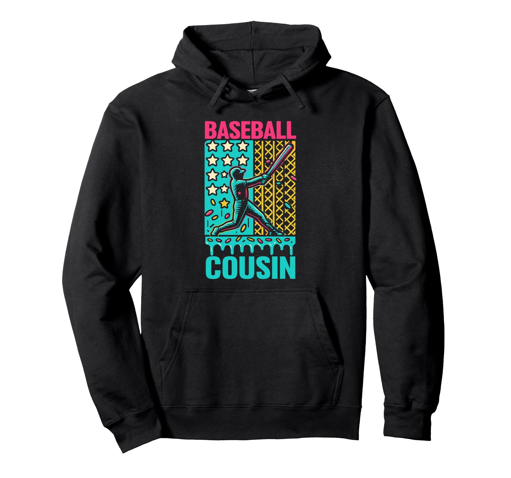 Baseball Cousin Ice Cream Drip Game Day Hoodie - Custom Art Print Unisex - T-Shirt, Sweatshirt, Hoodie