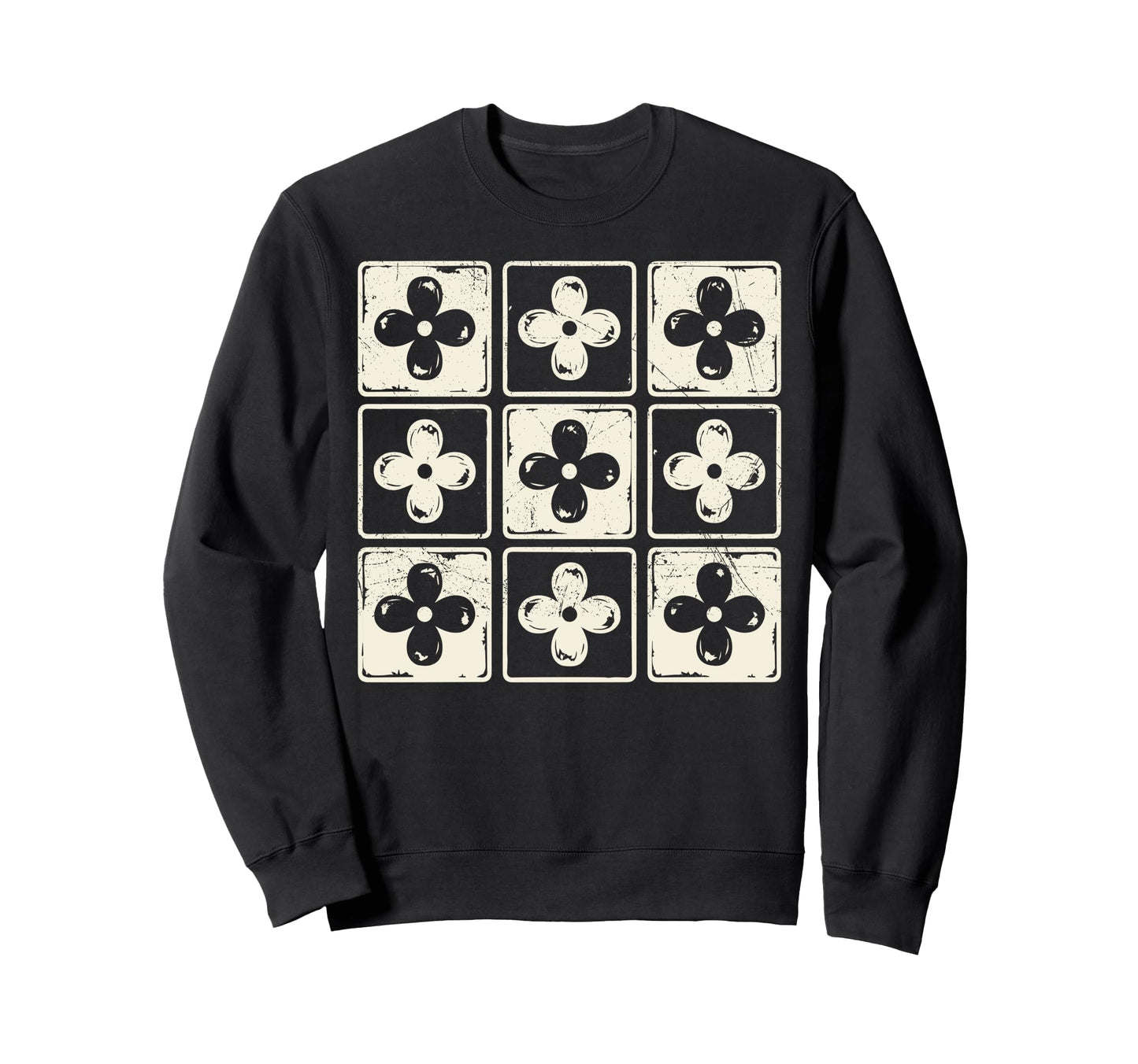 Colorful Checkered Flowers Tees Sweatshirt - Novelty Apparel for Adults - T-Shirt, Sweatshirt, Hoodie