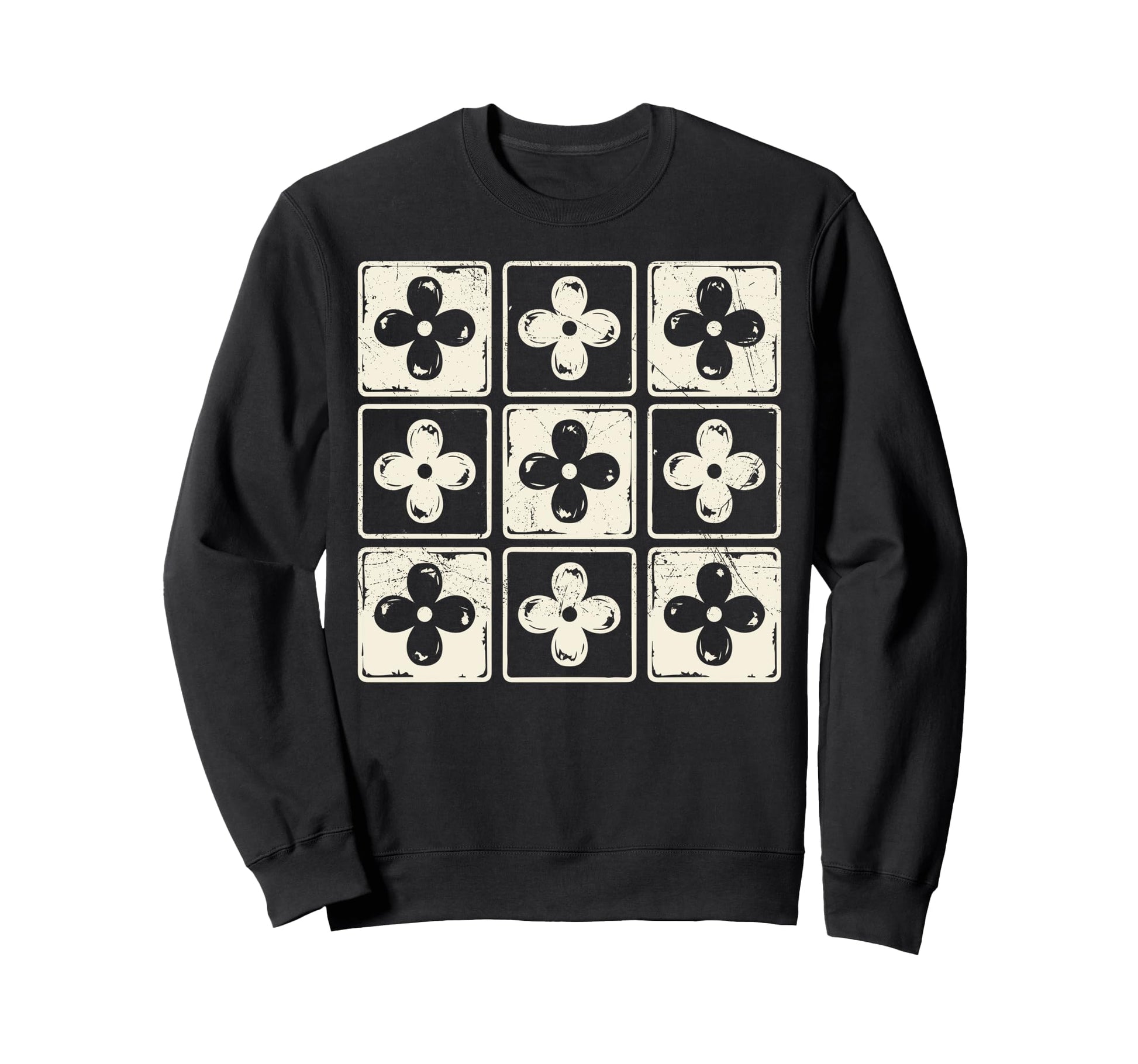 Colorful Checkered Flowers Tees Sweatshirt - Novelty Apparel for Adults - T-Shirt, Sweatshirt, Hoodie