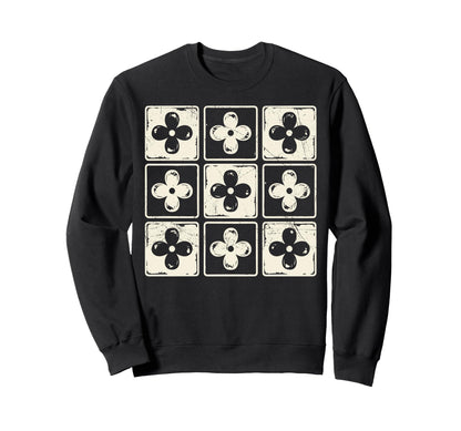 Colorful Checkered Flowers Tees Sweatshirt - Novelty Apparel for Adults - T-Shirt, Sweatshirt, Hoodie