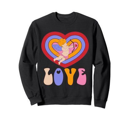 Cupid Love Heart Rainbow Sweatshirt - Aesthetic Graphic Men Women - T-Shirt, Sweatshirt, Hoodie