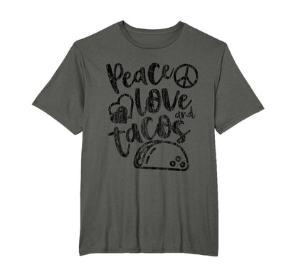 Peace Love Tacos Funny Food Cinco De T-Shirt - Custom Art Print Unisex - T-Shirt, Sweatshirt, Hoodie