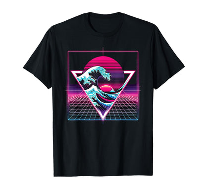 Great Wave Kanagawa Vaporwave T-Shirt - Novelty Apparel for Adults - T-Shirt, Sweatshirt, Hoodie