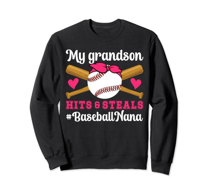 My Grandson Baseball Nana Sweatshirt - Casual Everyday Wear for Adults - T-Shirt, Sweatshirt, Hoodie