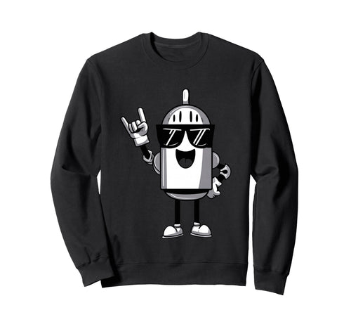 Robot Rock Hand Sign Cartoon Sweatshirt - Aesthetic Graphic Men Women - T-Shirt, Sweatshirt, Hoodie