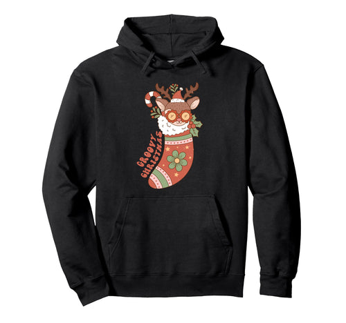 Groovy Reindeer Stocking Boho Aesthetic Hoodie - Custom Art Print Men Women - T-Shirt, Sweatshirt, Hoodie