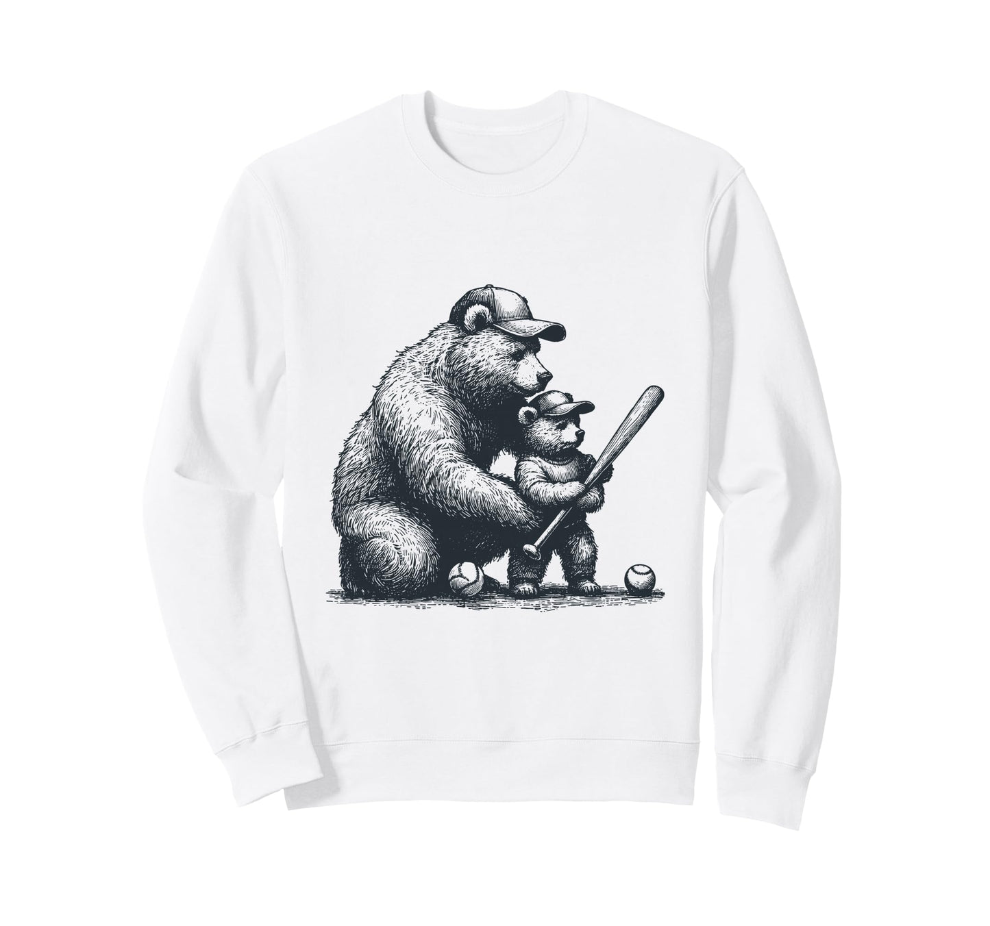 Baseball Bear Dad Son Coaching Sweatshirt - Graphic Print for Adults - T-Shirt, Sweatshirt, Hoodie
