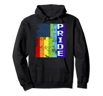 Distressed Rainbow Flag Gay Pride Shirts Hoodie - Trendy Graphic Unisex - T-Shirt, Sweatshirt, Hoodie