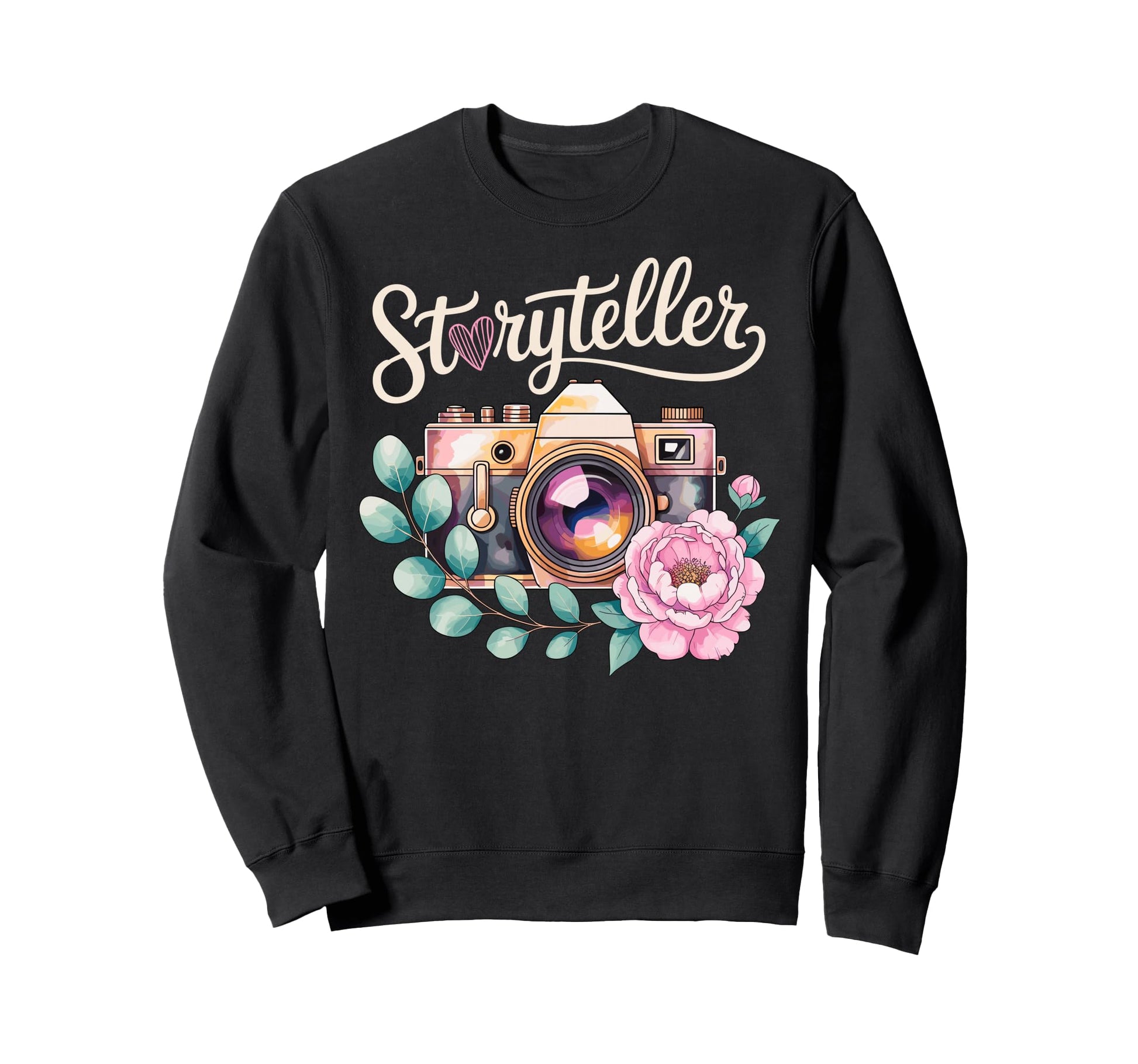 Photo Camera Flowers Storyteller Sweatshirt - Unique Graphic Unisex - T-Shirt, Sweatshirt, Hoodie