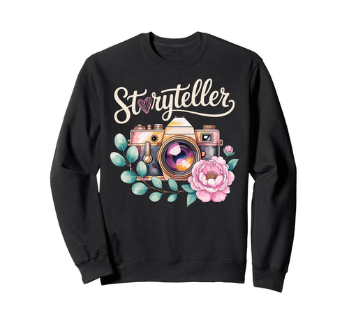 Photo Camera Flowers Storyteller Sweatshirt - Unique Graphic Unisex - T-Shirt, Sweatshirt, Hoodie