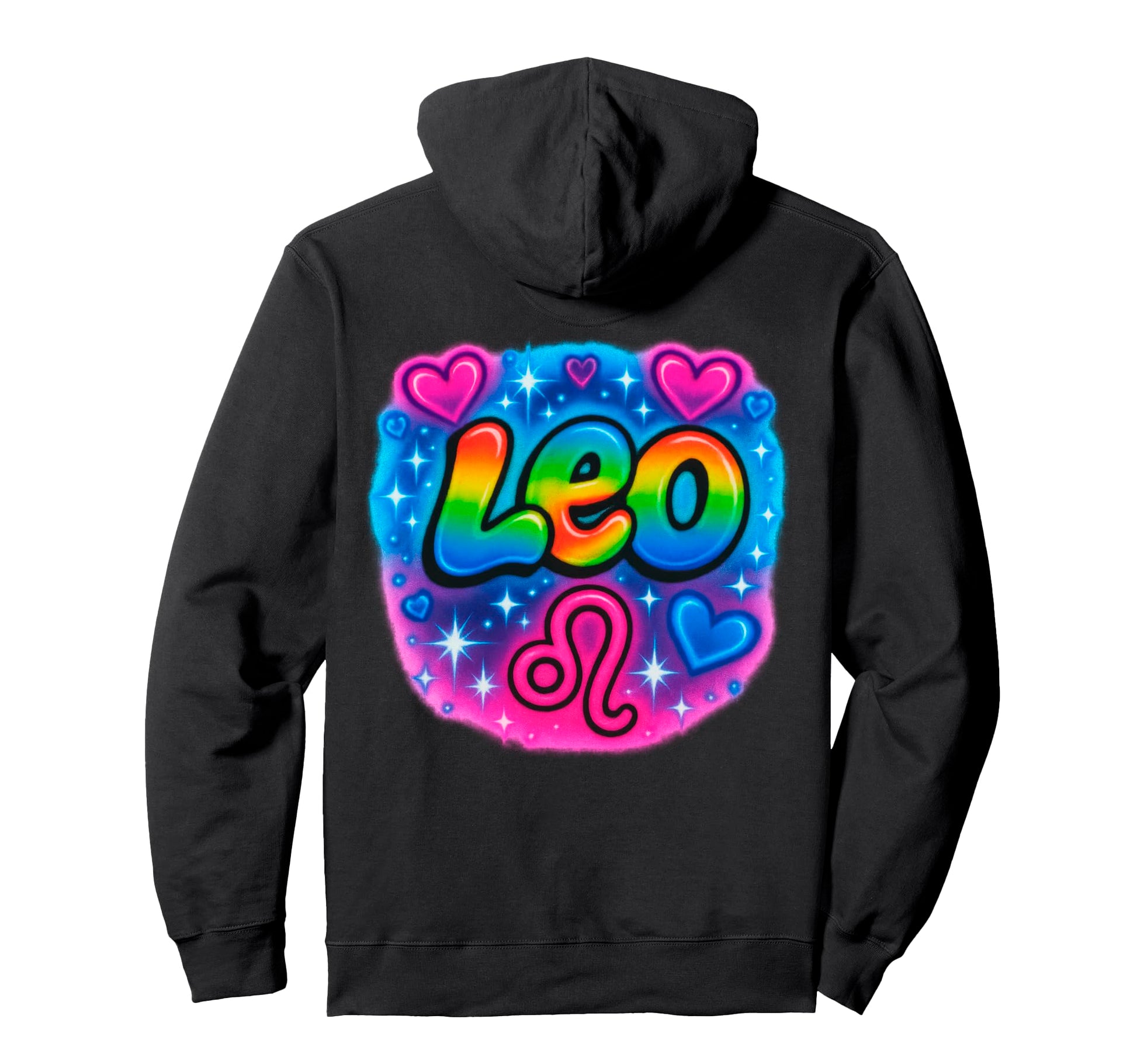 Leo Zodiac Sign Rainbow Airbrush Hoodie - Minimalist Print Unisex - T-Shirt, Sweatshirt, Hoodie