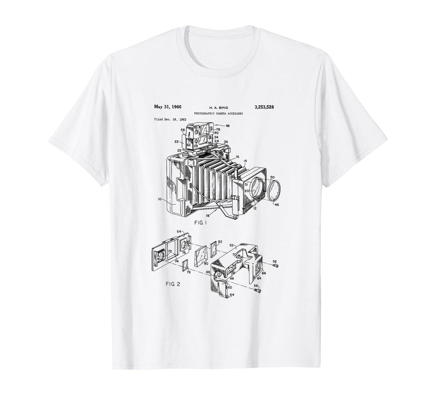 Camera Diagram Patent 1966 T-Shirt - Aesthetic Graphic for Adults - T-Shirt, Sweatshirt, Hoodie