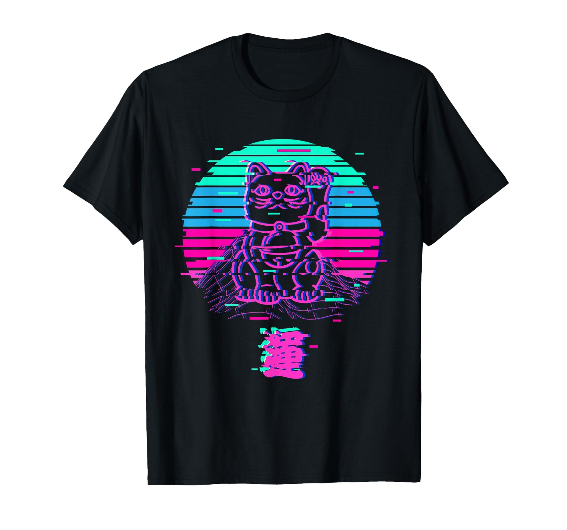 Maneki Neko Cat Japanese Vaporwave T-Shirt - Novelty Apparel Unisex - T-Shirt, Sweatshirt, Hoodie