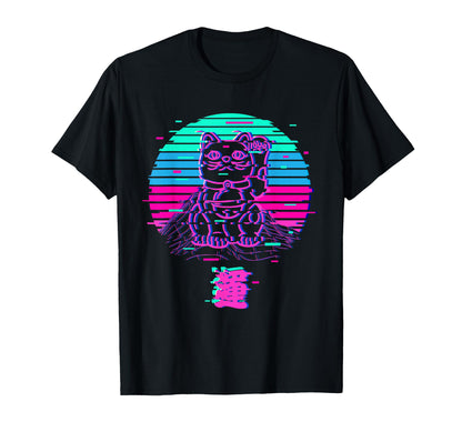 Maneki Neko Cat Japanese Vaporwave T-Shirt - Novelty Apparel Unisex - T-Shirt, Sweatshirt, Hoodie