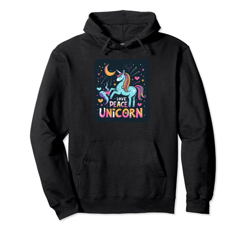 Sleepy Unicorn Night Love And Peace Hoodie - Custom Art Print for Adults - T-Shirt, Sweatshirt, Hoodie