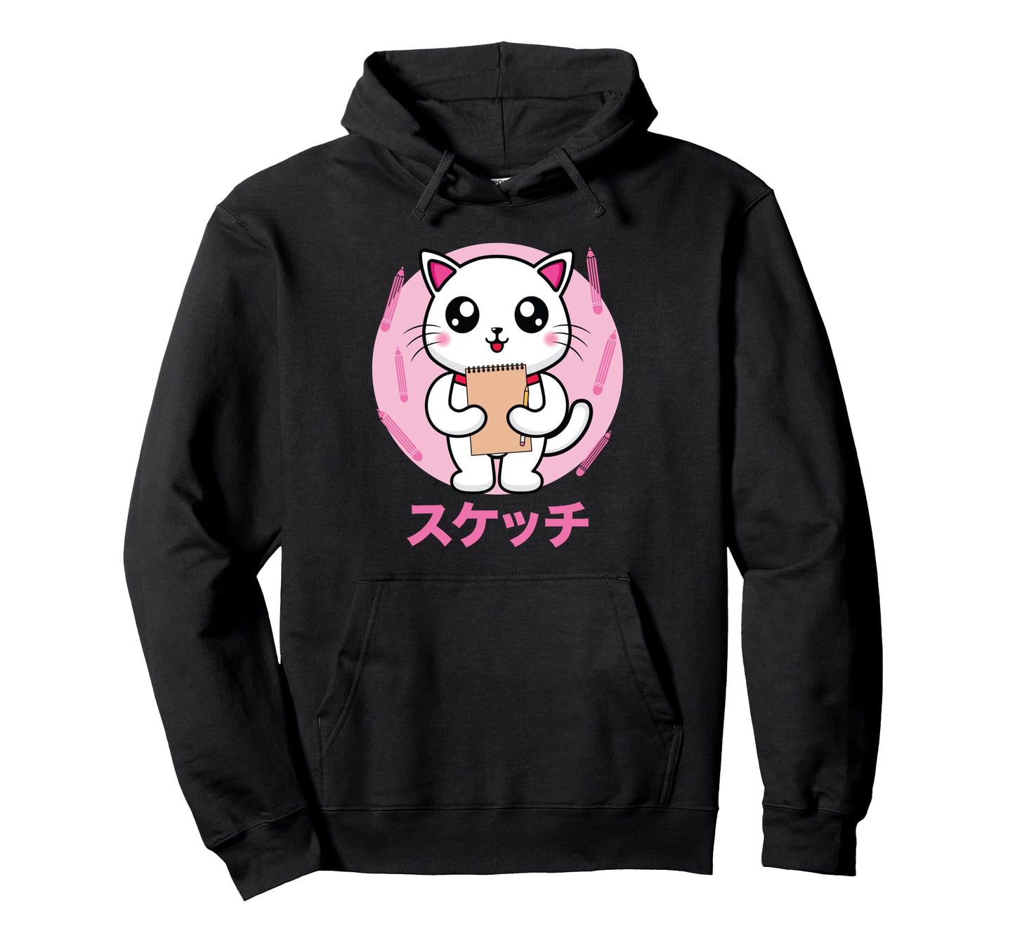 Cat Sketching Vaporwave Aesthetics Hoodie - Casual Everyday Wear for Adults - T-Shirt, Sweatshirt, Hoodie
