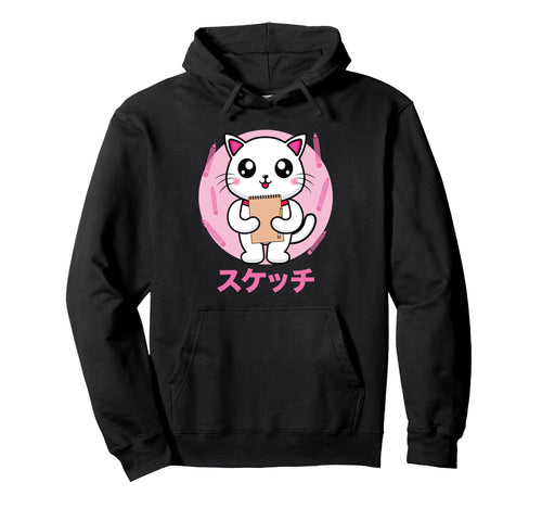 Cat Sketching Vaporwave Aesthetics Hoodie - Casual Everyday Wear for Adults - T-Shirt, Sweatshirt, Hoodie