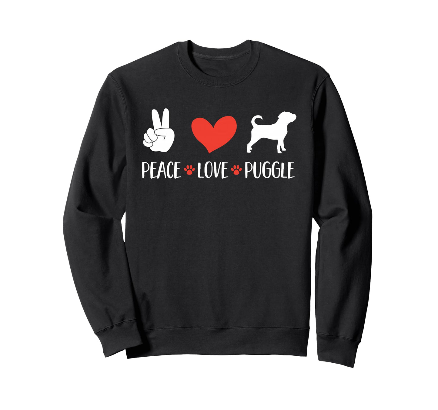 Funny Puggle Lover Peace Love Puggle Sweatshirt - Unique Graphic for Adults - T-Shirt, Sweatshirt, Hoodie