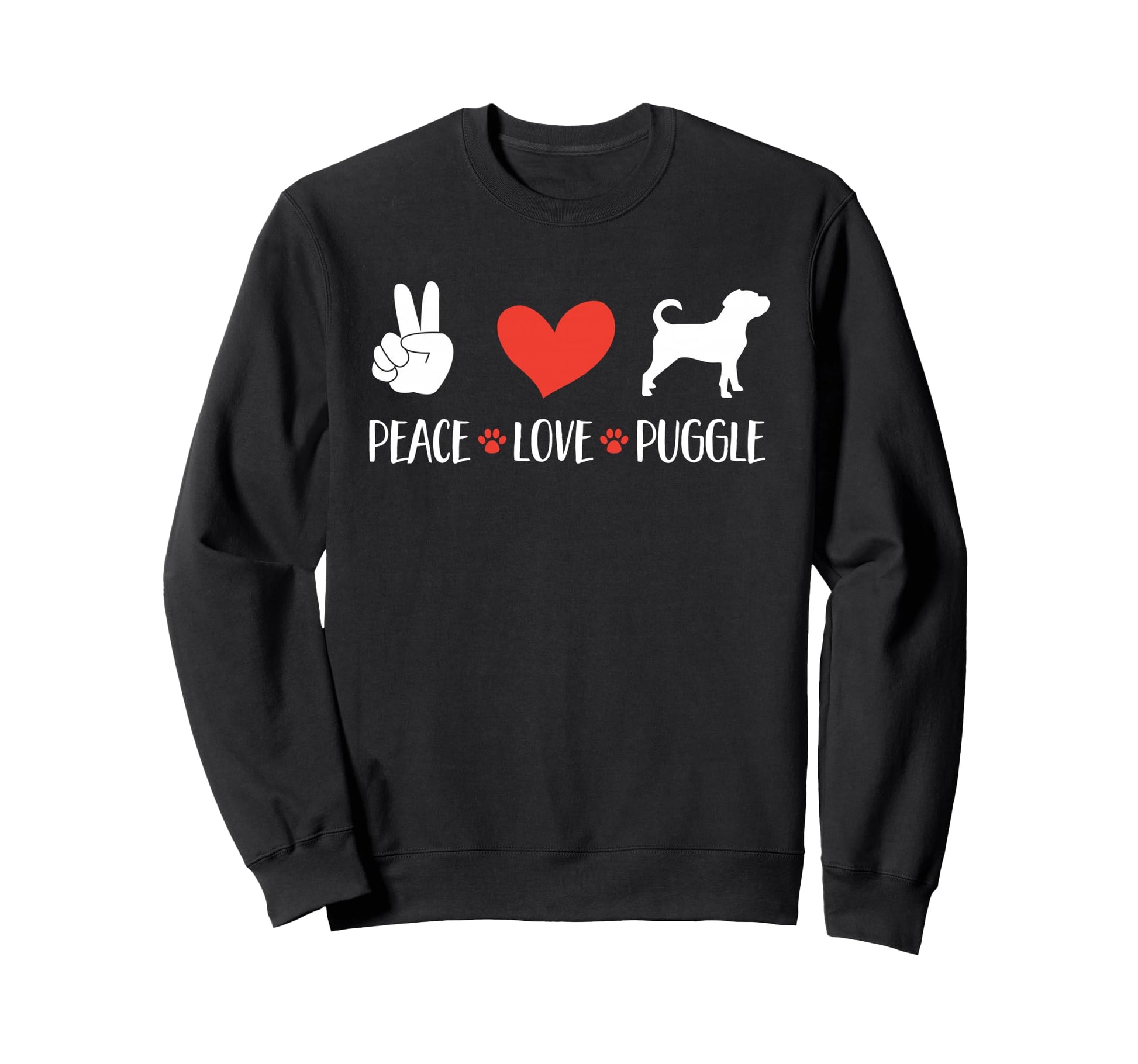 Funny Puggle Lover Peace Love Puggle Sweatshirt - Unique Graphic for Adults - T-Shirt, Sweatshirt, Hoodie