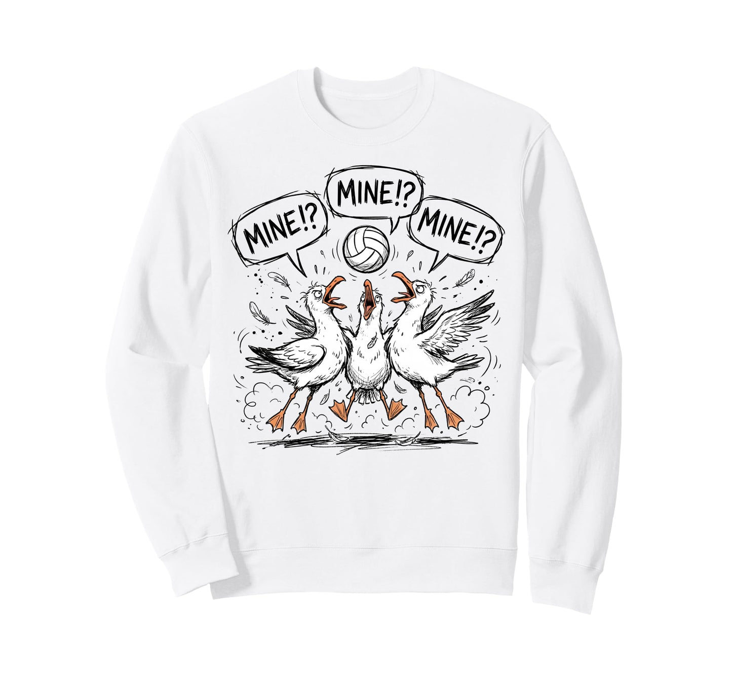 Funny Bird Playing Volleyball Sweatshirt - Casual Everyday Wear Unisex - T-Shirt, Sweatshirt, Hoodie