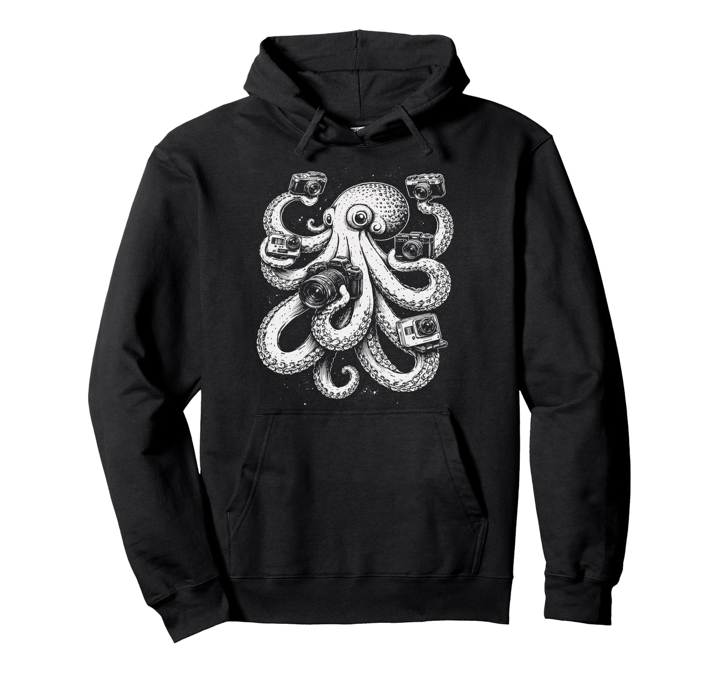 Octopus Photographer Camera Art Hoodie - Novelty Apparel for Adults - T-Shirt, Sweatshirt, Hoodie