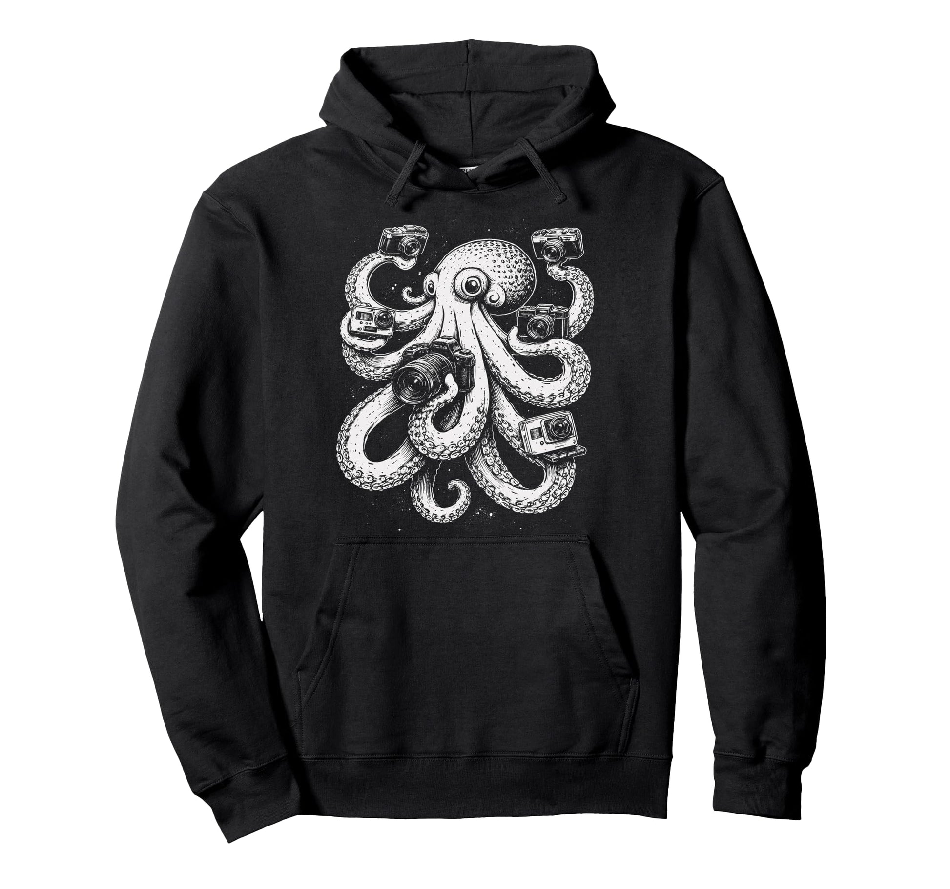 Octopus Photographer Camera Art Hoodie - Novelty Apparel for Adults - T-Shirt, Sweatshirt, Hoodie