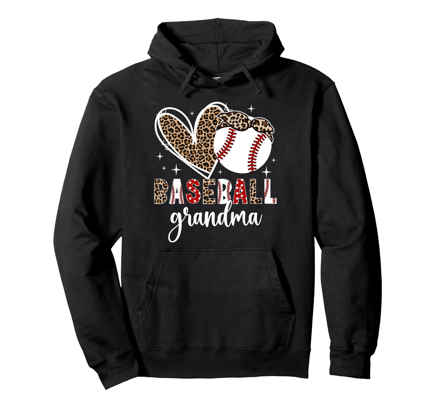 Baseball Grandma Leopard Baseball Hoodie - Fun Novelty Design Unisex - T-Shirt, Sweatshirt, Hoodie