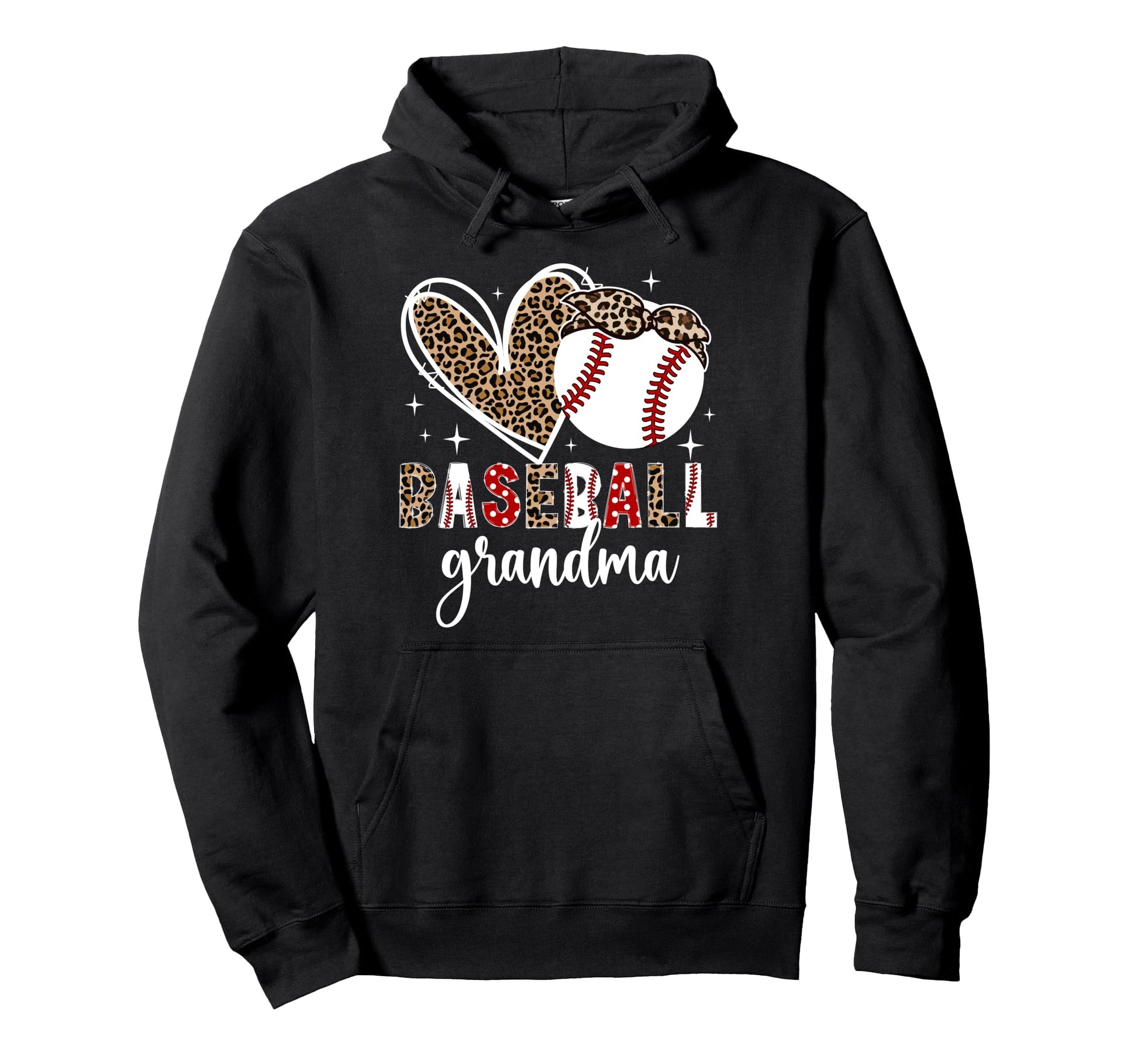 Baseball Grandma Leopard Baseball Hoodie - Fun Novelty Design Unisex - T-Shirt, Sweatshirt, Hoodie