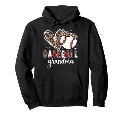 Baseball Grandma Leopard Baseball Hoodie - Fun Novelty Design Unisex - T-Shirt, Sweatshirt, Hoodie