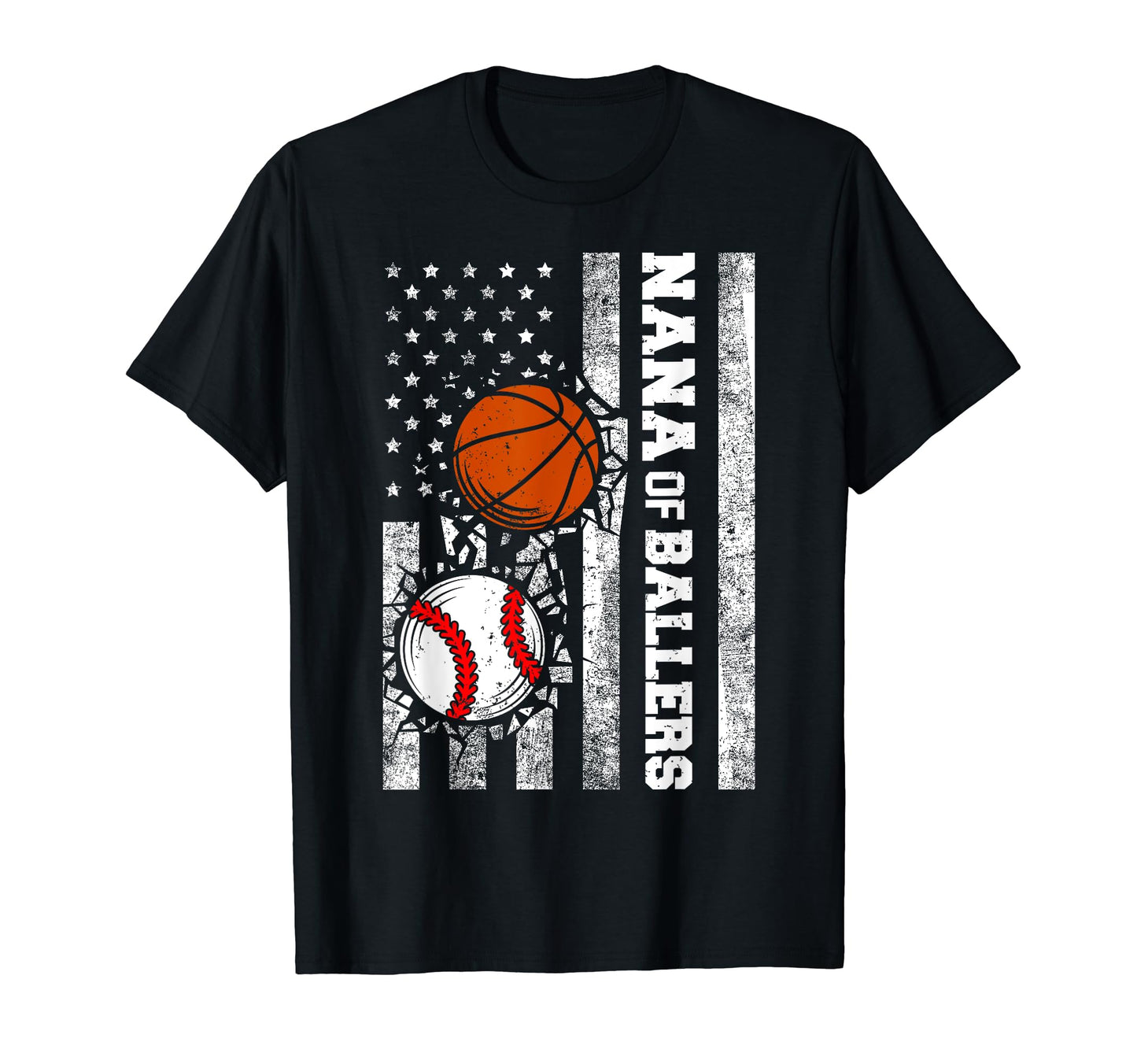 Nana Ballers Funny Usa Flag Baseball T-Shirt - Graphic Print Unisex - T-Shirt, Sweatshirt, Hoodie
