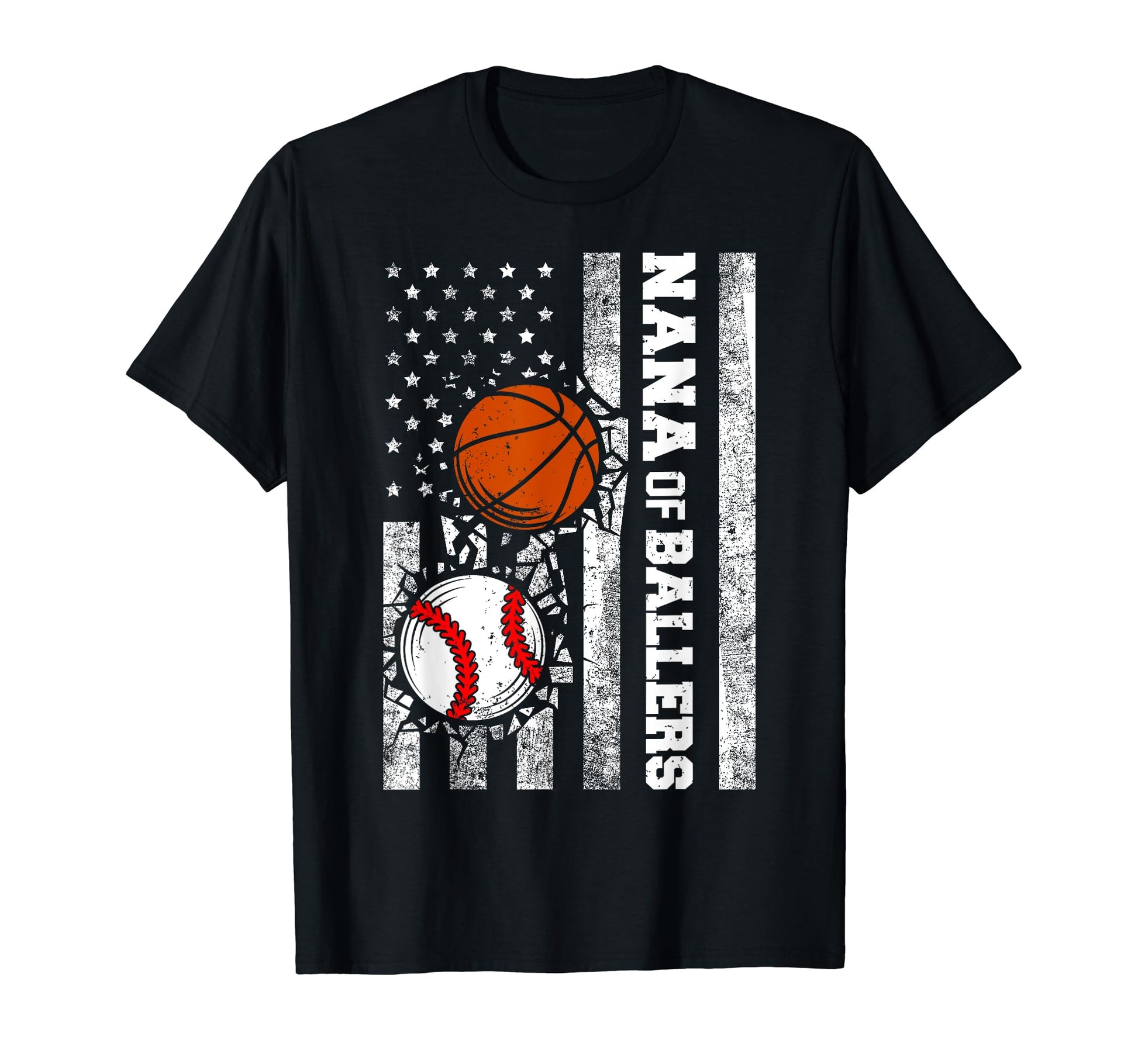 Nana Ballers Funny Usa Flag Baseball T-Shirt - Graphic Print Unisex - T-Shirt, Sweatshirt, Hoodie