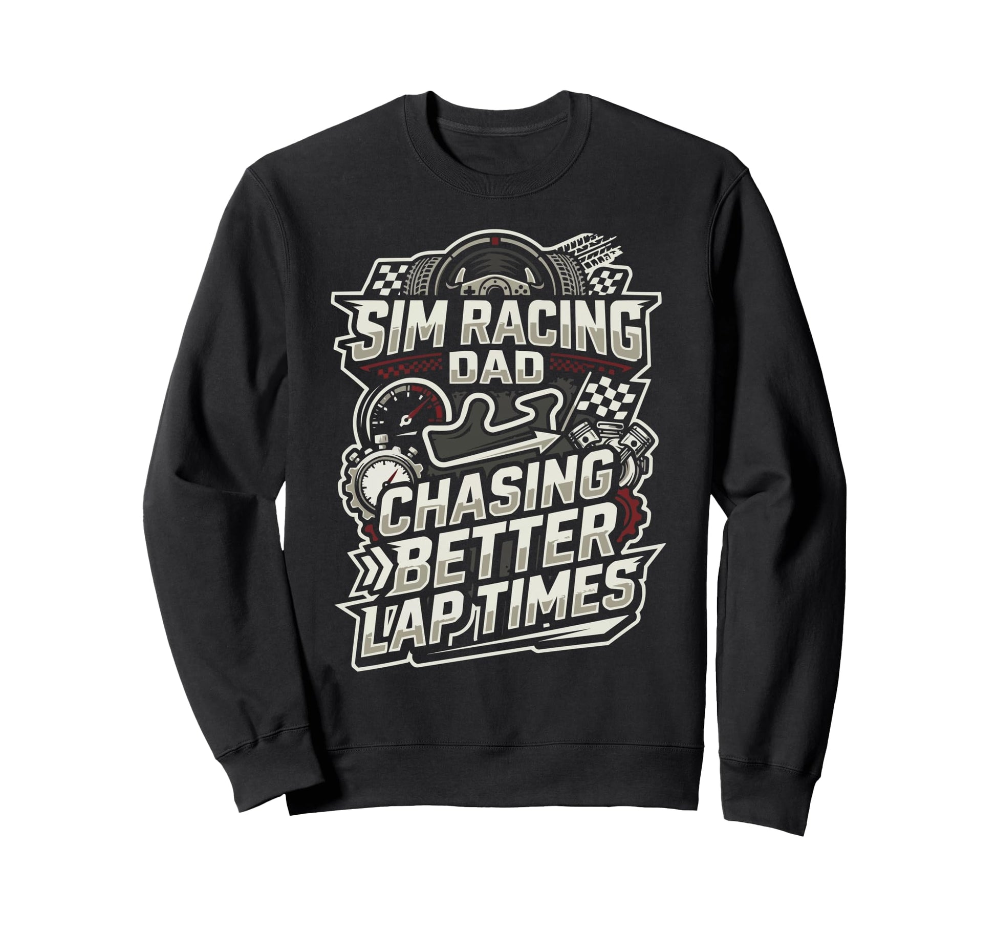 Sim Racing Dad Virtual Racing Game Sweatshirt - Minimalist Print Men Women - T-Shirt, Sweatshirt, Hoodie
