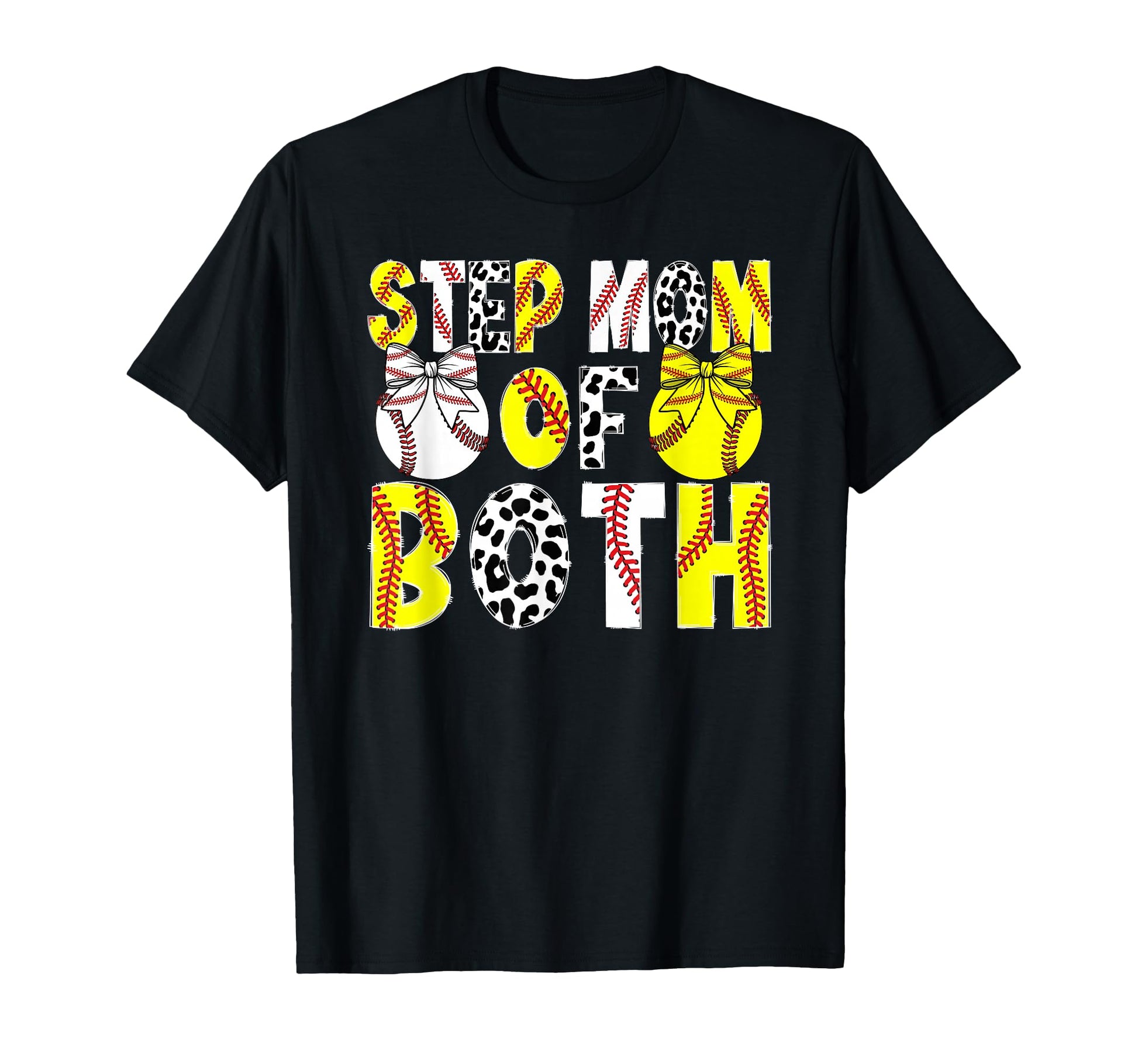 Step Mom Both Proud Softball Baseball T-Shirt - Minimalist Print Unisex - T-Shirt, Sweatshirt, Hoodie